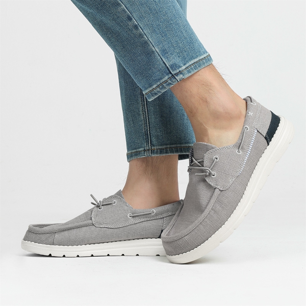 Men's Casual Slip-On Canvas Loafers - GREY - 7